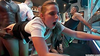 Trashy whores screwed brutally at the hardcore party
