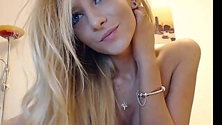 Blonde teen loves dildoing herself on webcam and enjoys it