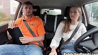 Bigtitted driving 21yo student pussyfucked in the car