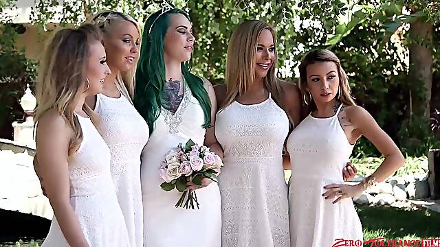 Appealing babes turn wedding party into loud orgy