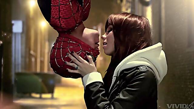 Spider man roleplay leads curious redhead to merciless sex