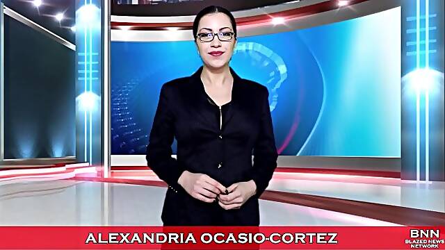 Cassandra Cain as Alexandria Ocasio-Cortez in AOCs LIVE Handjob