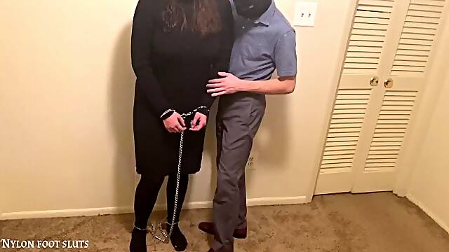 Sexy Foot Fetish Girl Arrested, Shackled, and Strip Searched in her Pantyhose