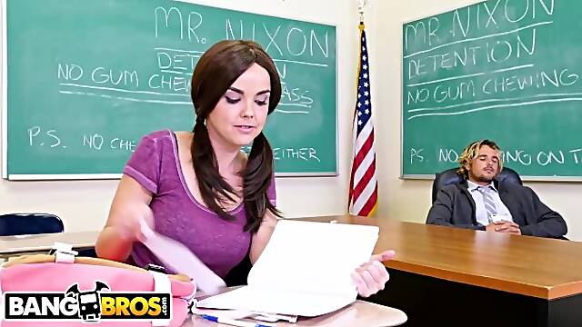 BANGBROS - Teen Dillion Harper Squirts All Over Teachers Dick In Detention!