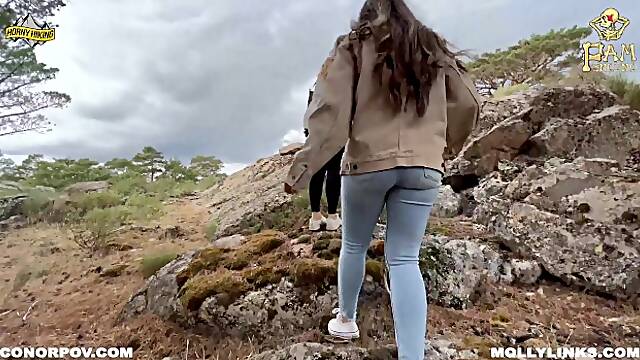 Hiking with my Big Titty friend and we both get cum covered - Molly Pills ft Pamsnusnu - POV 4K