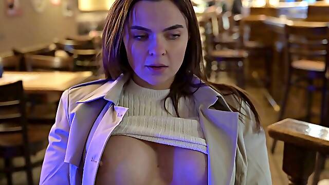-BralessForever.com- Hotwife Veerle - Flashing in the