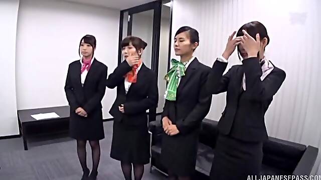 Japanese group fucking in the office with naughty coworkers