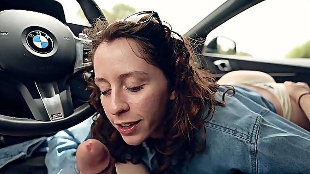 Horny Hitchhiker Payed the Ride with her Mouth - Blowjob