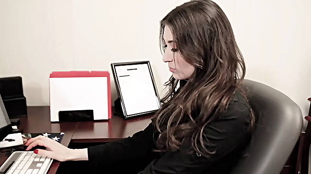 Secretary Fucks Boss Waiting for Her Husband to Pick Her Up