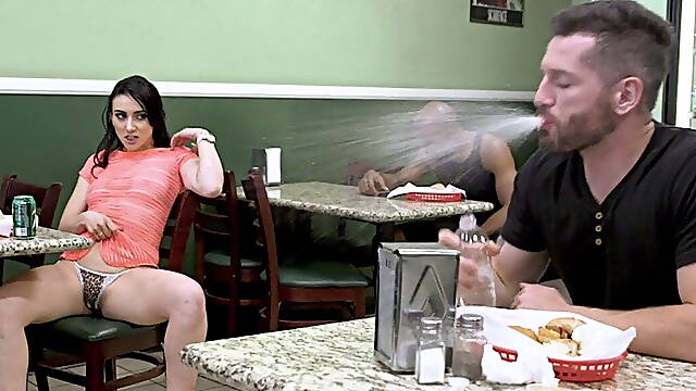 Big ass Mandy Muse fucks in a Diner's toilet