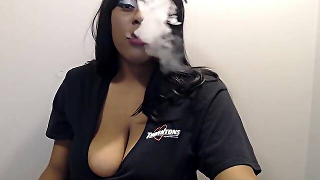Pov English Roleplay Sexy Ebony Slut Rings You Out While Smoking And Licking Her Huge Tits