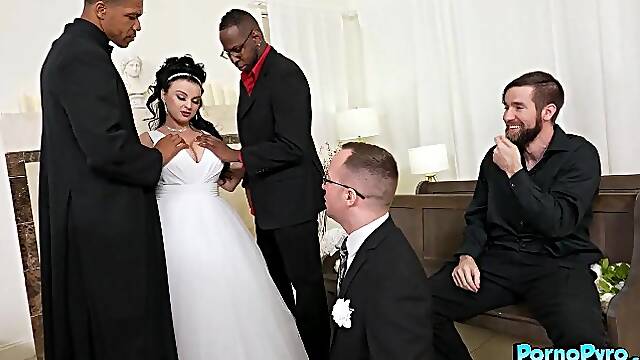 Bride Payton Preslee Gets Banged By The Ebony Preacher And Witness