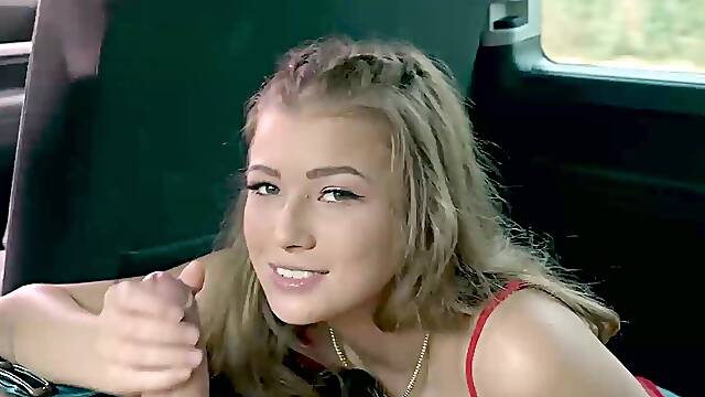 Giving this cute long haired blonde Olivia Sparkle a free ride on my car and cock