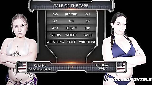 Impeccable Kyra Rose and Kaiia Eve - two girls wrestling action - Evolved Fights Lez