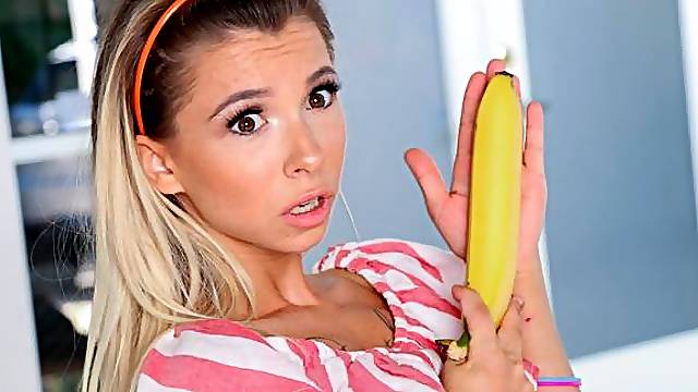 Pretty miniature hottie Kenzie Reeves impaled by a long penis