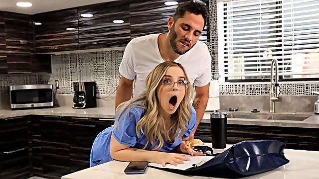 Good-looking busty doll Codi Vore jumps on a fat sausage