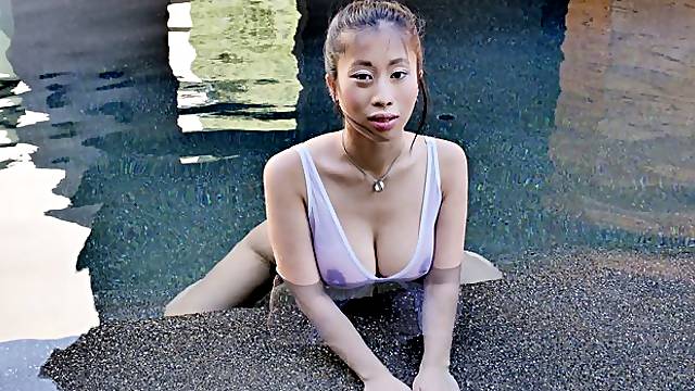 Lovely Asian goddess with big boobs Jade Kush fucked in the pool