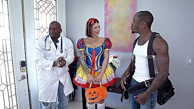 Ivy Lebelle goes trick or treating for double penetration - BangTrickery