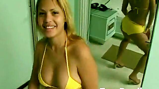 Cute Blonde Brazilian Teen 18+ In A Bikini Gets Fucked In Hairy Pussy