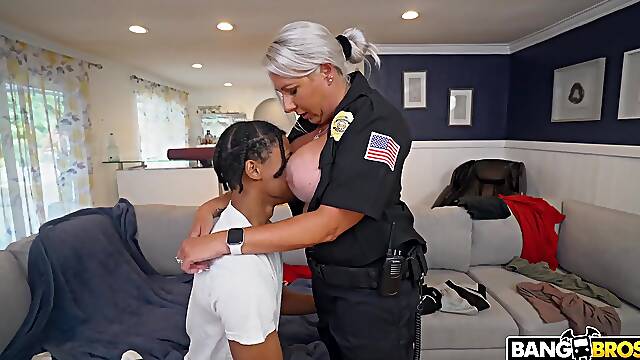 Mature police officer needs a huge black dick to satisfy her lust