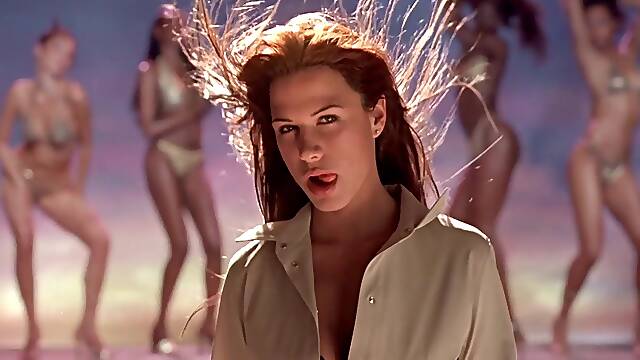 Rhona Mitra teasing with her tongue in beautiful non-nude scene