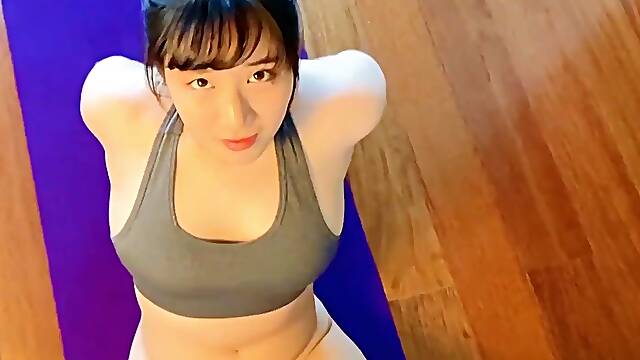 Adorable Japanese babe fucked after in the middle of her training