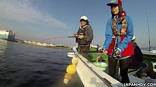Japanese sailor Sena Sakura gives a blwojob and gets fucked on a fishing boat