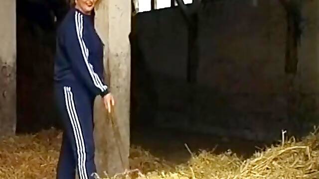 Horny German Bbw Making Her Dude Cum On A Farm