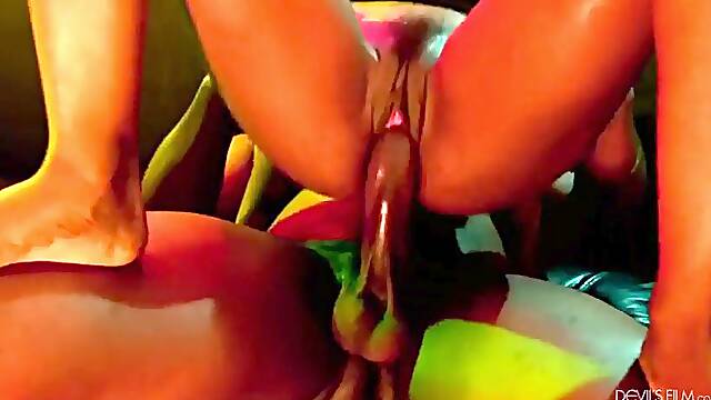 All black orgy in a night club with four tipsy ebony hoes