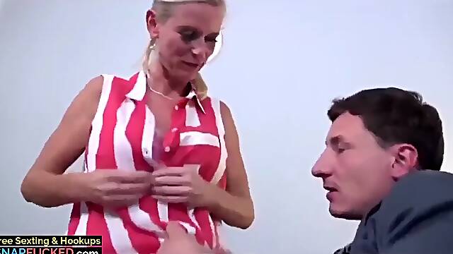 Fantastic mature milf seduces and fucks business partner