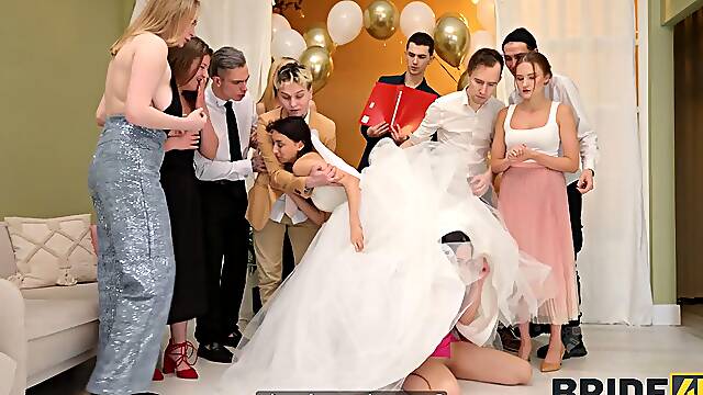 Ashly Rabbit and Moon Imp Unleash Rough Russian Wedding Cowgirl at the Public Bash: Blowjobs, N