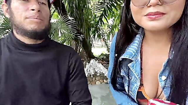 Park Seduction: Busty Latina Offers Perverted Job to Bearded Stranger Hot Home Session