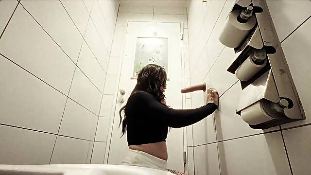 Femboylina2026s Public Nudity Challenge in Filthy Toilet
