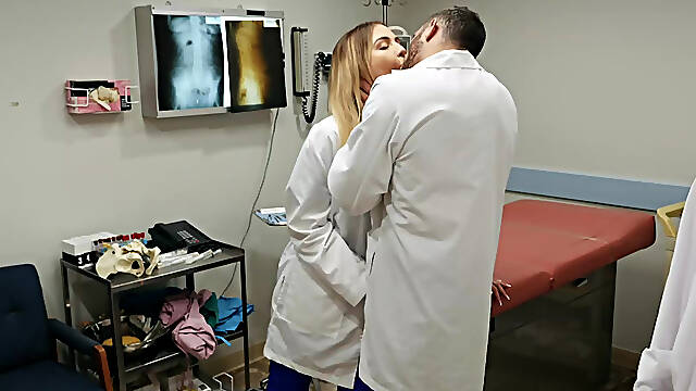 Dr. Blair Williams gets cum showered after fucking on the examination table
