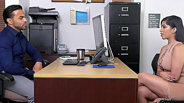 Hard sex in the office with Latina Kitty Caprice at the job interview