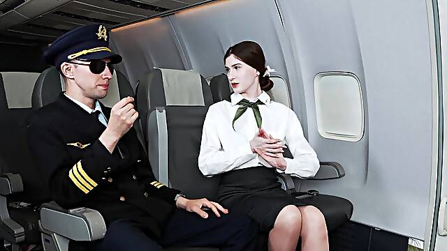 Stewardess gets her pussy rammed in hardcore scenes midfligth