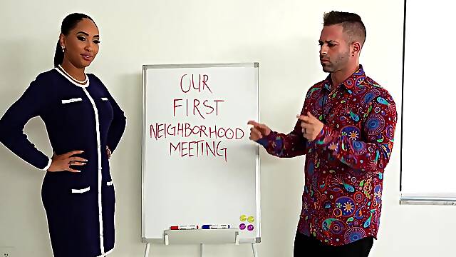 Blonde & Ebony MILFs freeused during community meeting