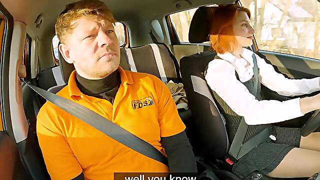 Jacky Liz Hyde gets pounded hard at the fake driving school office - Lovemaking with a big cock