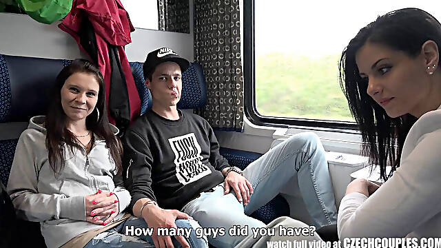 Foursome Sex in Public TRAIN. Couple with a camera approaches other Czech couples and offers them...