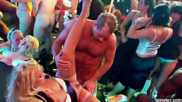 Sexy club pornstars dance and fuck. Lustful club pornstars dance erotically and fuck in public