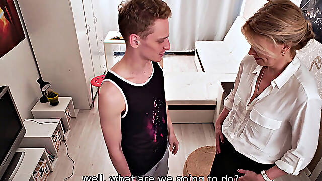 Naughty instructor seduced into wild sex with horny disciple in high heels