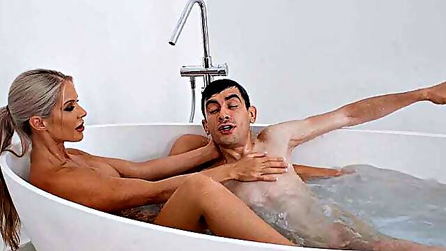 Getting clean with his stepmom