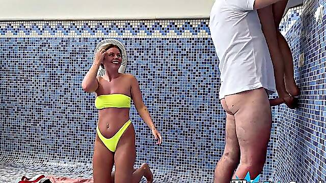 Cute girl gives head to lucky grandpa