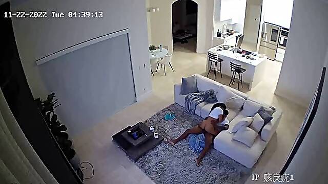 IPCAM – Black French couple fucks in their living room