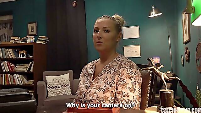 Busty office lady is in the mood for a good fuck and a very intense orgasm