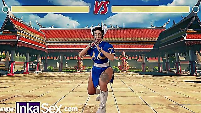 Big booty Chun Li (Vitoria Beatriz) gets fucked and creampied