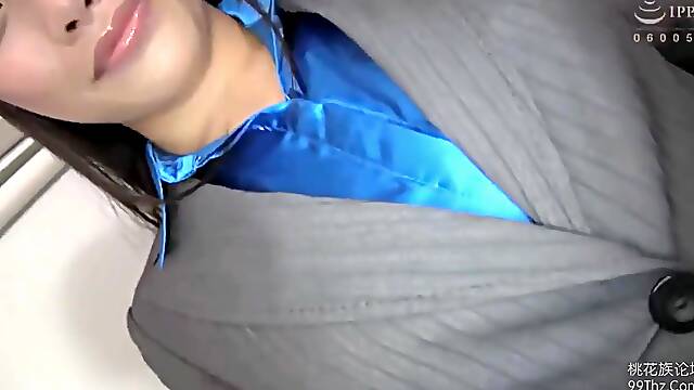 Blue Satin Blouse Bukkake