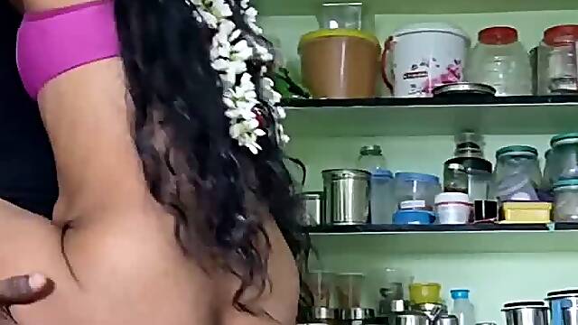 Hot Indian couples enjoying in kitchen