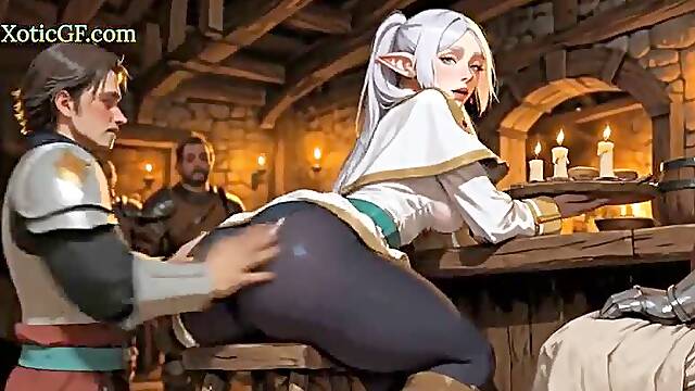 Frieren Inspired Elf Mage Cosplay Gangbang (AI Porn) Anime