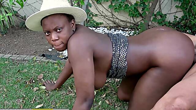 Big ass African Kim Rerin rough doggystyle sex and sloppy face fucking